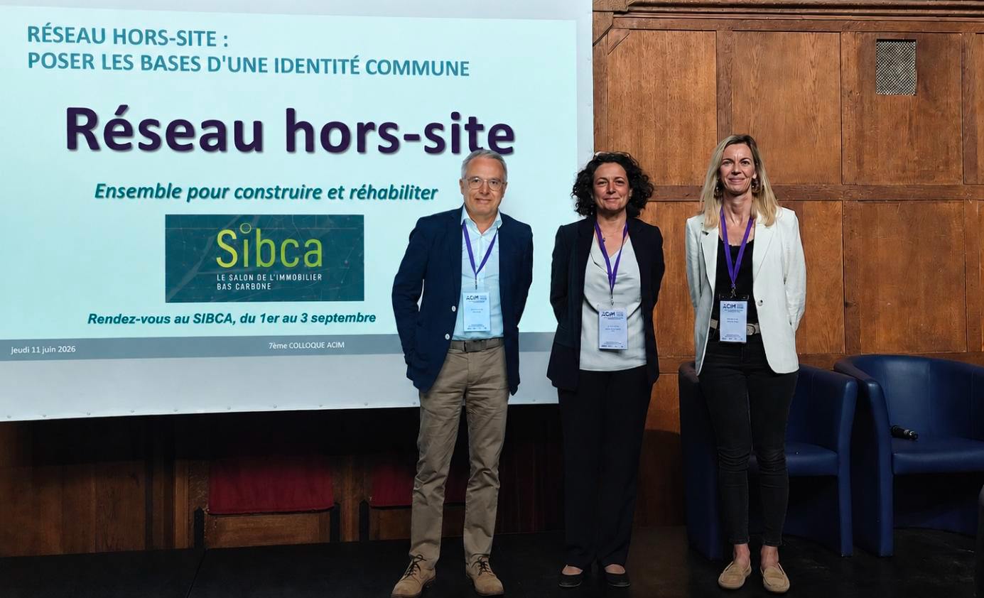 De gauche à droite : Christophe Cougnaud (ACIM), Céline Beaujolin (association Filière Hors-Site France), Julie-Anne Millet (Campus HORS-SITE).