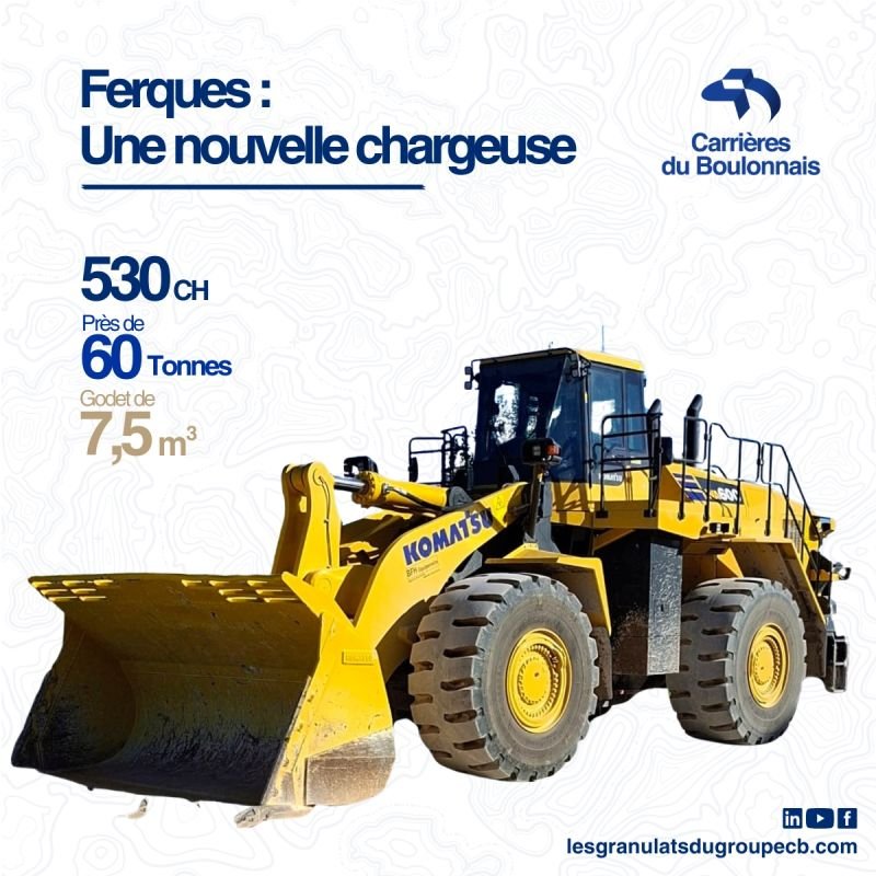 Carrières du Boulonnais : une chargeuse Komatsu à Ferques