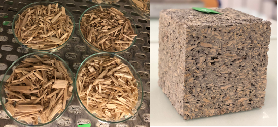 (a)Granulat de bois (b) Echelle du matériaux