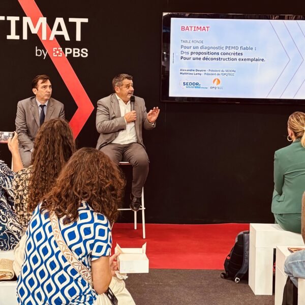 Table ronde à Batimat avec Alexandre Doyere, président du SEEDRe et Matthieu Lamy, président de l’OPQTECC.